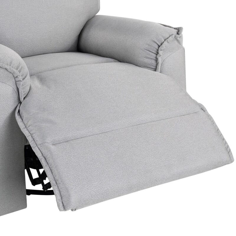 GZMR 360 Degree Swivel Upholstered Manual Recliner Chair Gray Linen Upholstered Swivel Recliner - Image 9