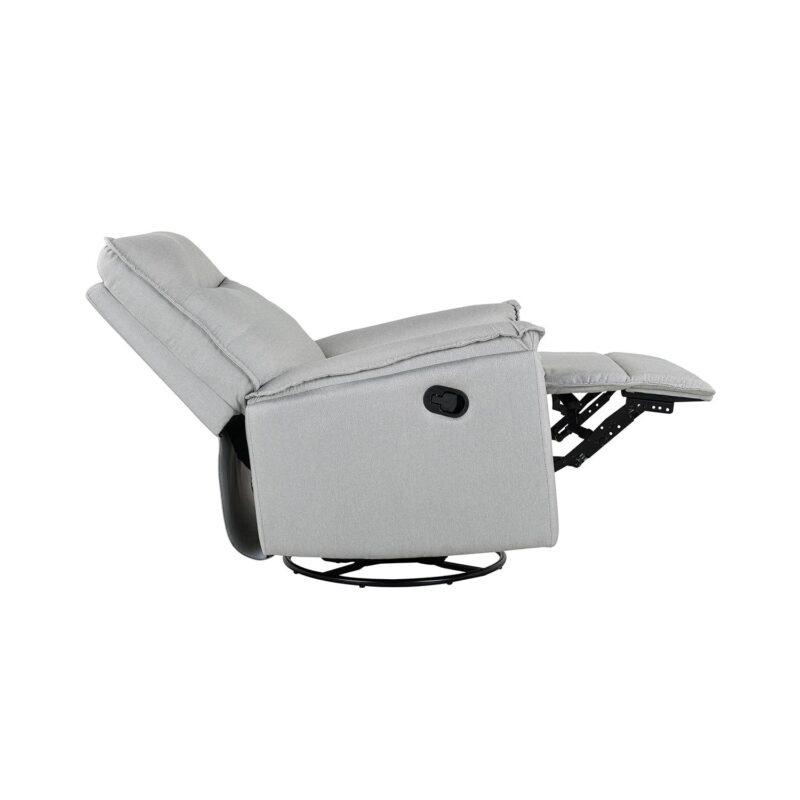 GZMR 360 Degree Swivel Upholstered Manual Recliner Chair Gray Linen Upholstered Swivel Recliner - Image 7