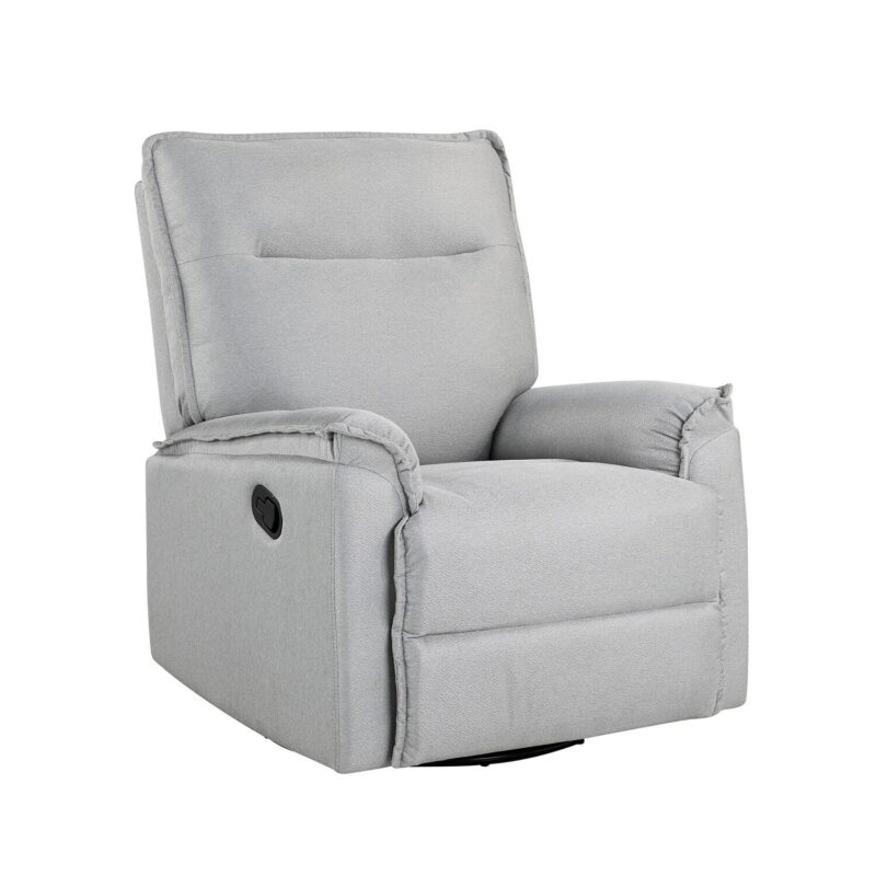 GZMR 360 Degree Swivel Upholstered Manual Recliner Chair Gray Linen Upholstered Swivel Recliner - Image 3