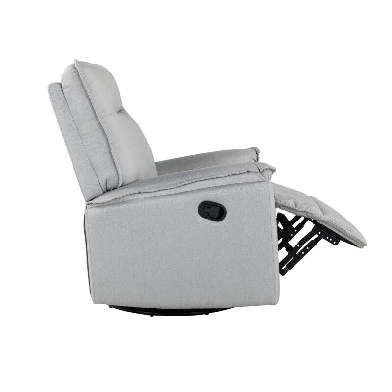GZMR 360 Degree Swivel Upholstered Manual Recliner Chair Gray Linen Upholstered Swivel Recliner - Image 6