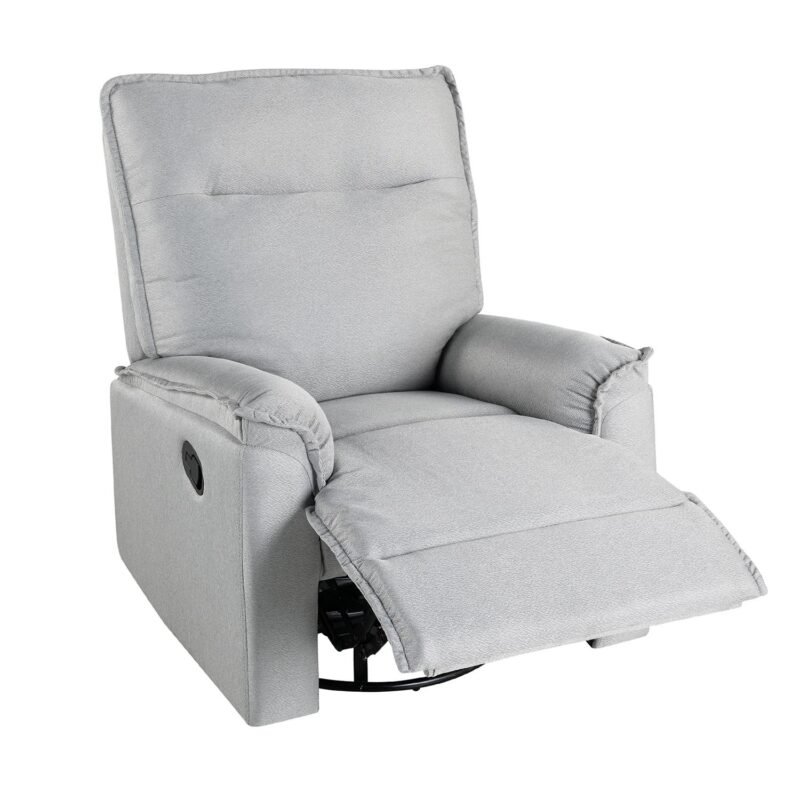 GZMR 360 Degree Swivel Upholstered Manual Recliner Chair Gray Linen Upholstered Swivel Recliner - Image 4
