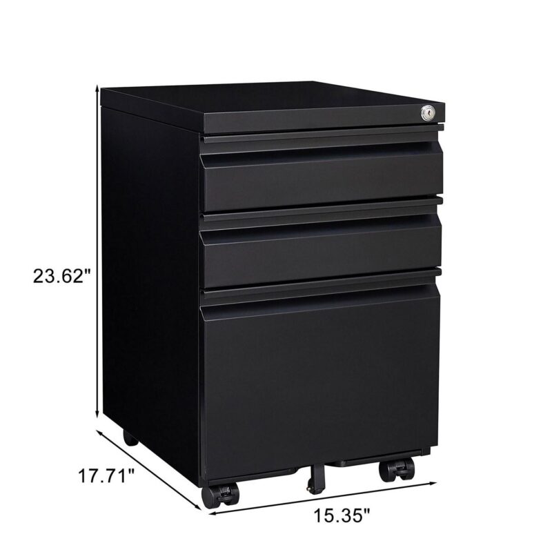 GZMR 3 Drawer File Cabinet Black 3 -Drawer 15.35-Inches File Cabinet - Image 14