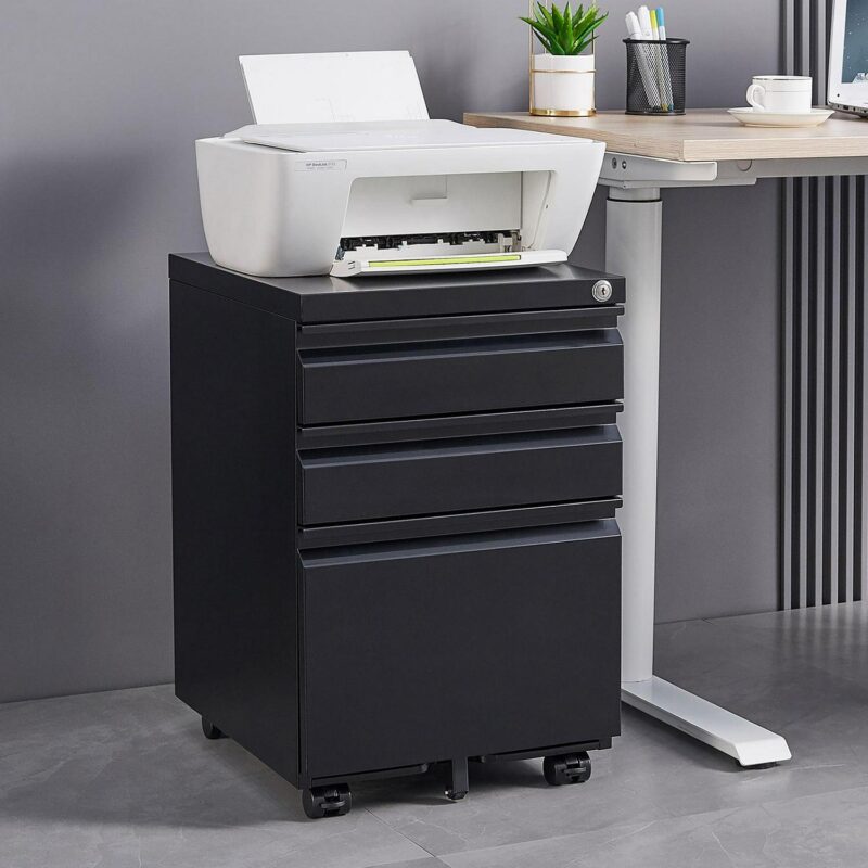 GZMR 3 Drawer File Cabinet Black 3 -Drawer 15.35-Inches File Cabinet - Image 4