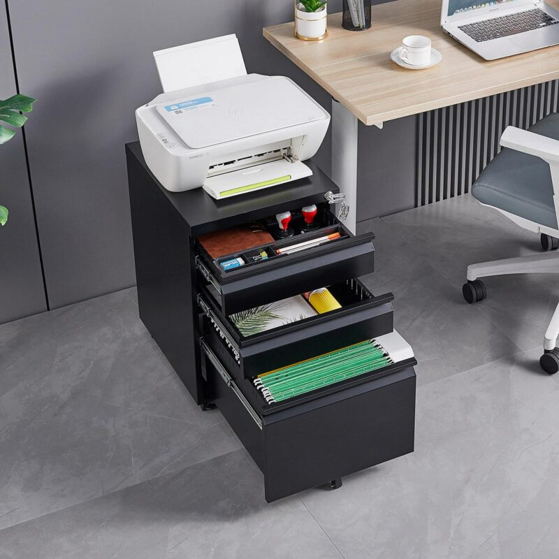 GZMR 3 Drawer File Cabinet Black 3 -Drawer 15.35-Inches File Cabinet - Image 5