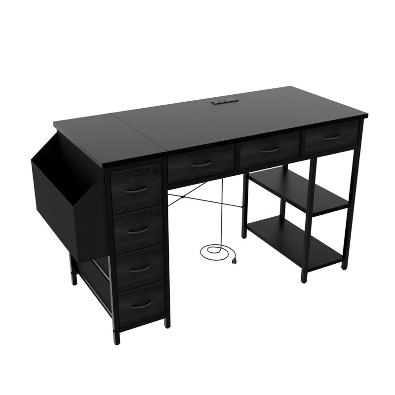 GZMR 47  Computer Desk with 7 Drawers 47.24-Inches Black Modern/Contemporary Computer desk - Image 6