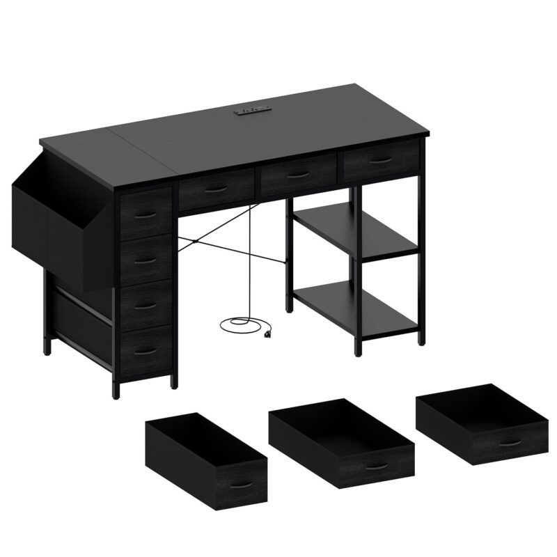 GZMR 47  Computer Desk with 7 Drawers 47.24-Inches Black Modern/Contemporary Computer desk - Image 4