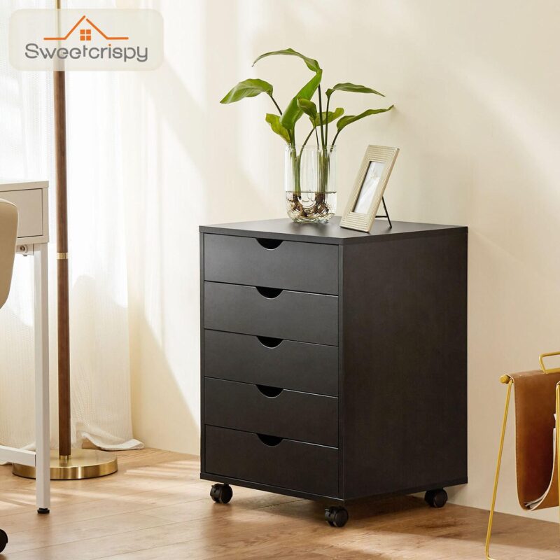 GZMR 5 Drawer Chest - Storage Cabinets Dressers Black 5 -Drawer 18.7-Inches File Cabinet - Image 3
