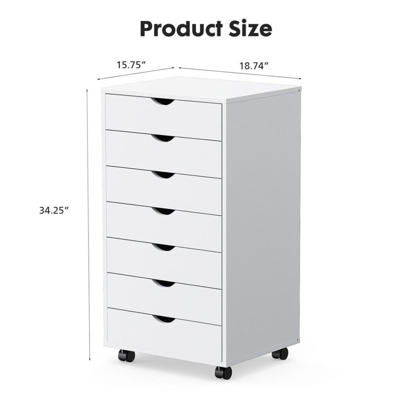 GZMR 7 Drawer Chest Storage Cabinets White 7 -Drawer 18.74-Inches File Cabinet - Image 7