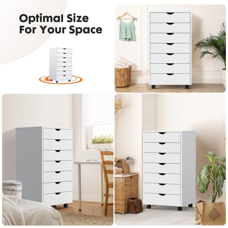 GZMR 7 Drawer Chest Storage Cabinets White 7 -Drawer 18.74-Inches File Cabinet - Image 4