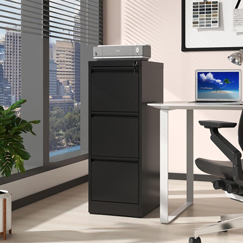 GZMR Black 3 -Drawer 17.72-Inches File Cabinet