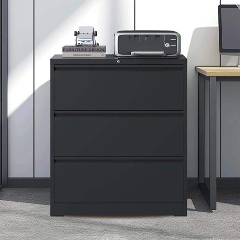 GZMR Black 3 -Drawer 15.75-Inches File Cabinet - Image 4