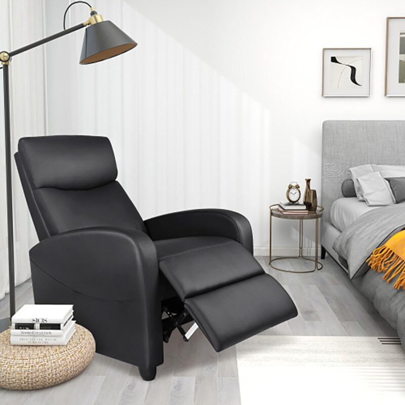 GZMR Black Faux leather Upholstered Recliner - Image 5