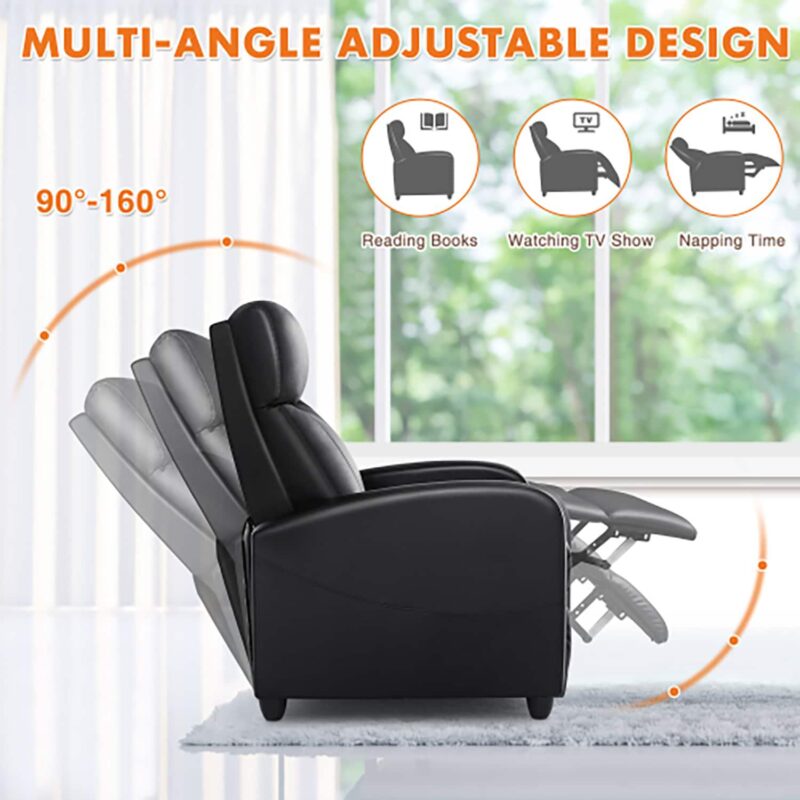 GZMR Black Faux leather Upholstered Recliner - Image 7