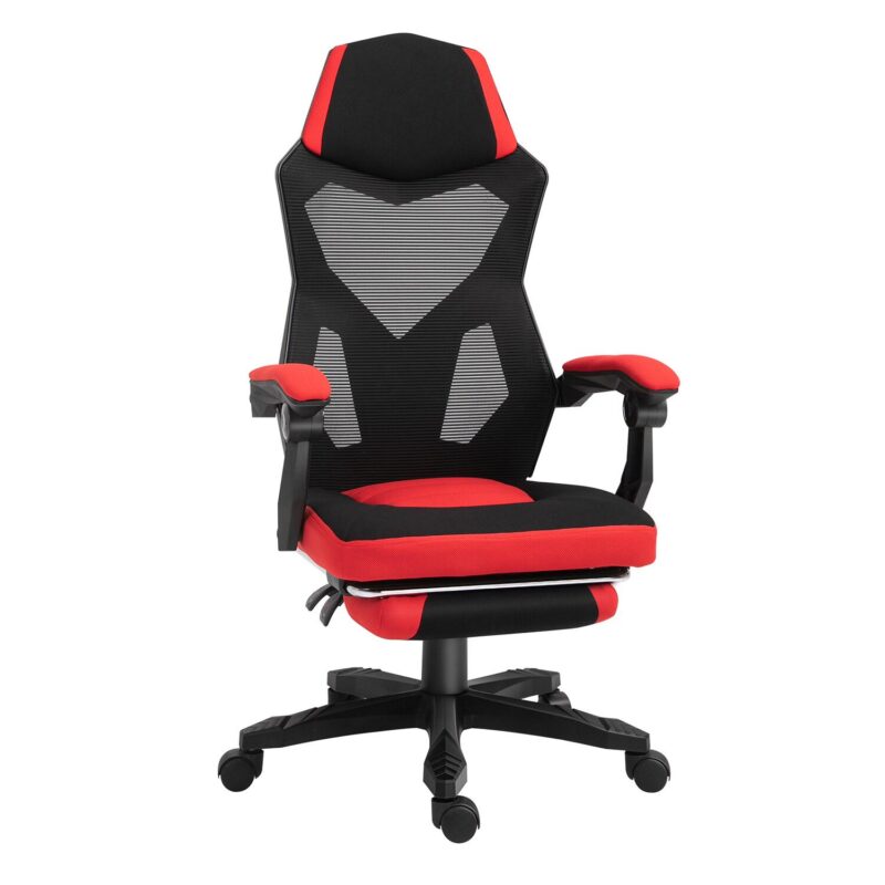 GZMR Ergonomic Home Office Chair Red Contemporary Ergonomic Adjustable Height Swivel Polyurethane Desk Chair - Image 4