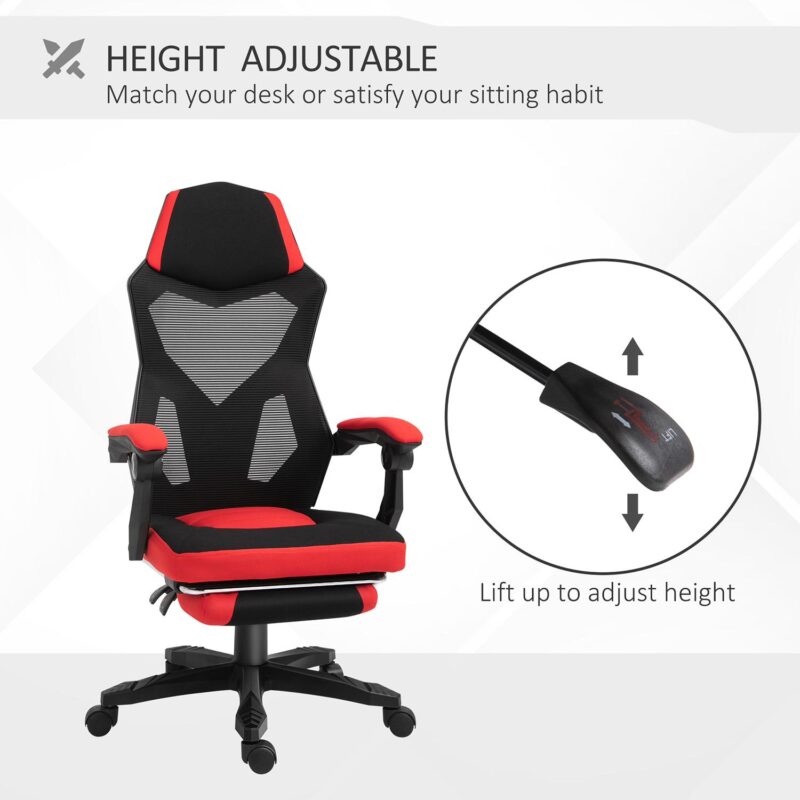 GZMR Ergonomic Home Office Chair Red Contemporary Ergonomic Adjustable Height Swivel Polyurethane Desk Chair - Image 5