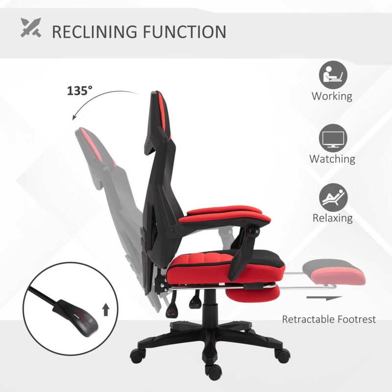 GZMR Ergonomic Home Office Chair Red Contemporary Ergonomic Adjustable Height Swivel Polyurethane Desk Chair - Image 7