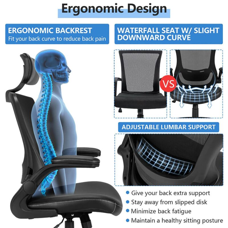GZMR High-Back Executive Chair with Adjustable Lumbar Support Black Task - Image 10