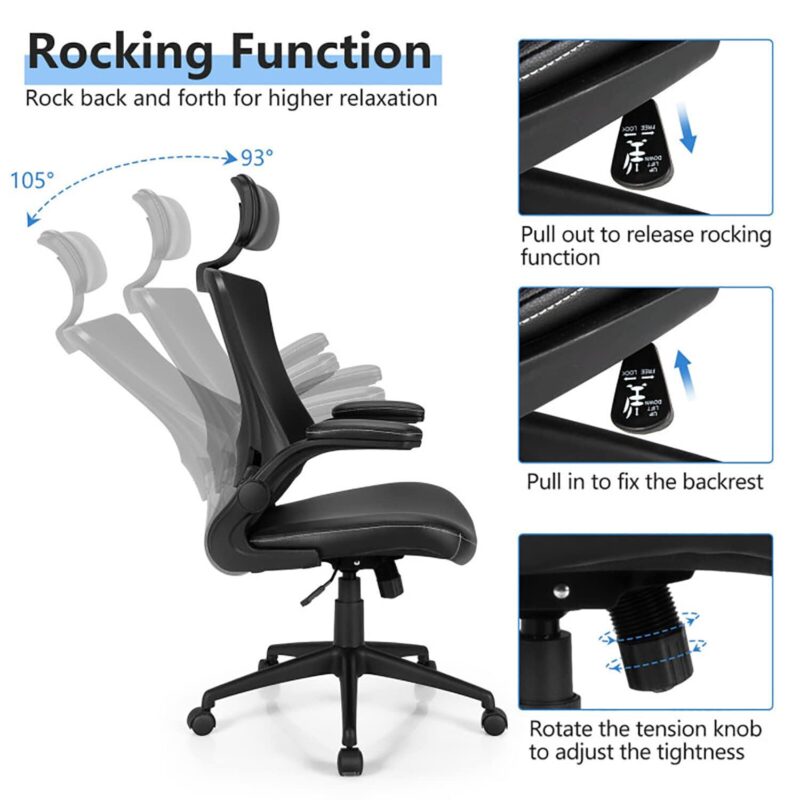 GZMR High-Back Executive Chair with Adjustable Lumbar Support Black Task - Image 8