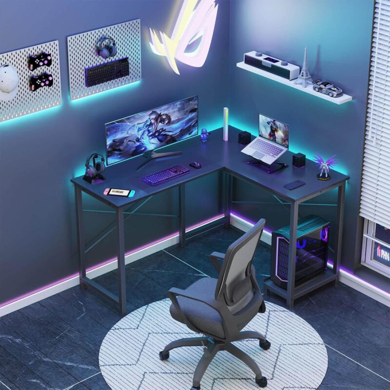 GZMR L Shaped Gaming Desk,Black 41-Inches Black Modern/Contemporary L-shaped desk - Image 6