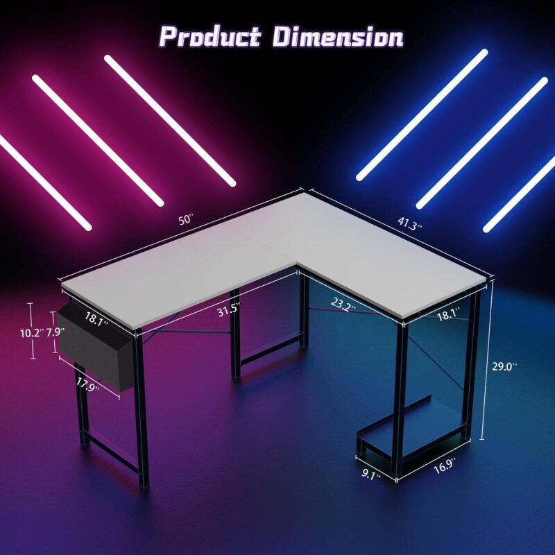GZMR L Shaped Gaming Desk 18.1-Inches Multiple colors/finishes Modern/Contemporary Gaming desk - Image 7