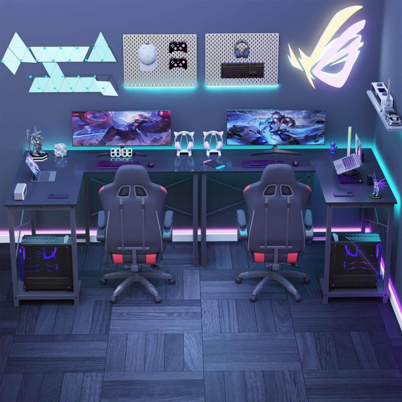 GZMR L Shaped Gaming Desk,Black 41-Inches Black Modern/Contemporary L-shaped desk - Image 4