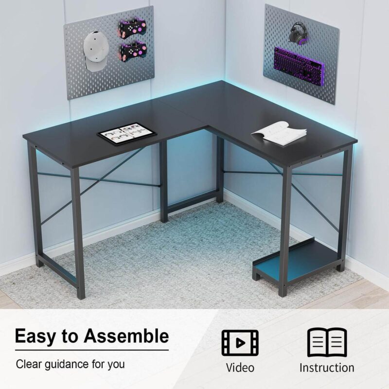 GZMR L Shaped Gaming Desk,Black 41-Inches Black Modern/Contemporary L-shaped desk - Image 3