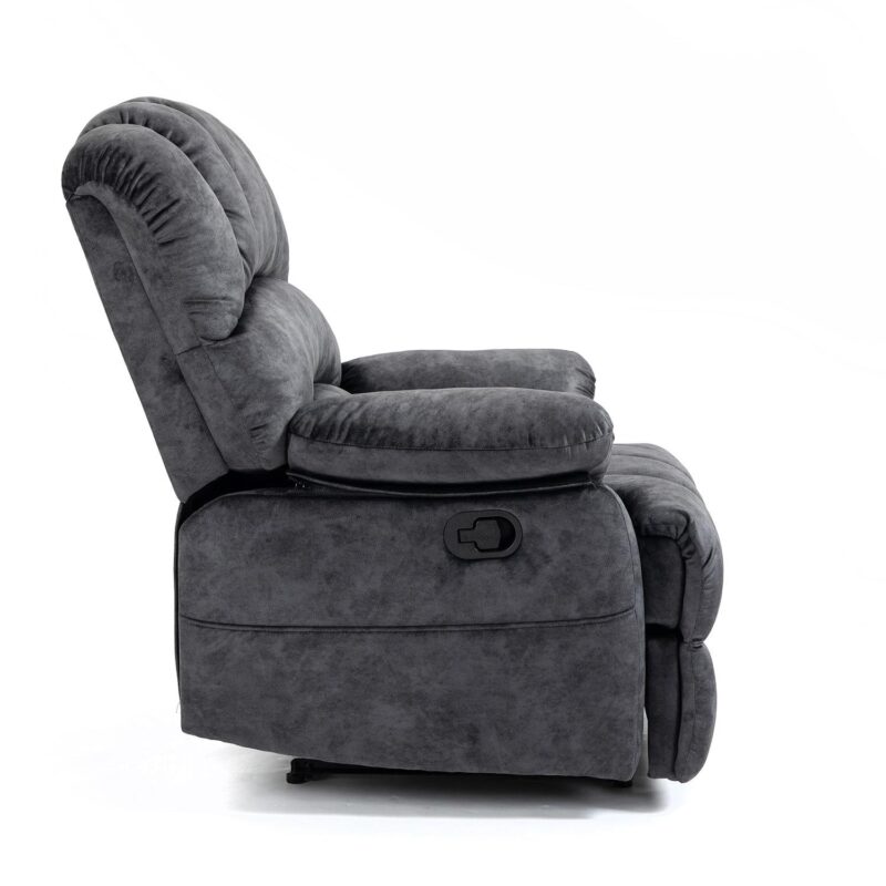 GZMR Large Manual Recliner Chair Dark Gray Velvet Upholstered Recliner - Image 8