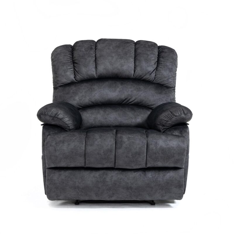 GZMR Large Manual Recliner Chair Dark Gray Velvet Upholstered Recliner - Image 2