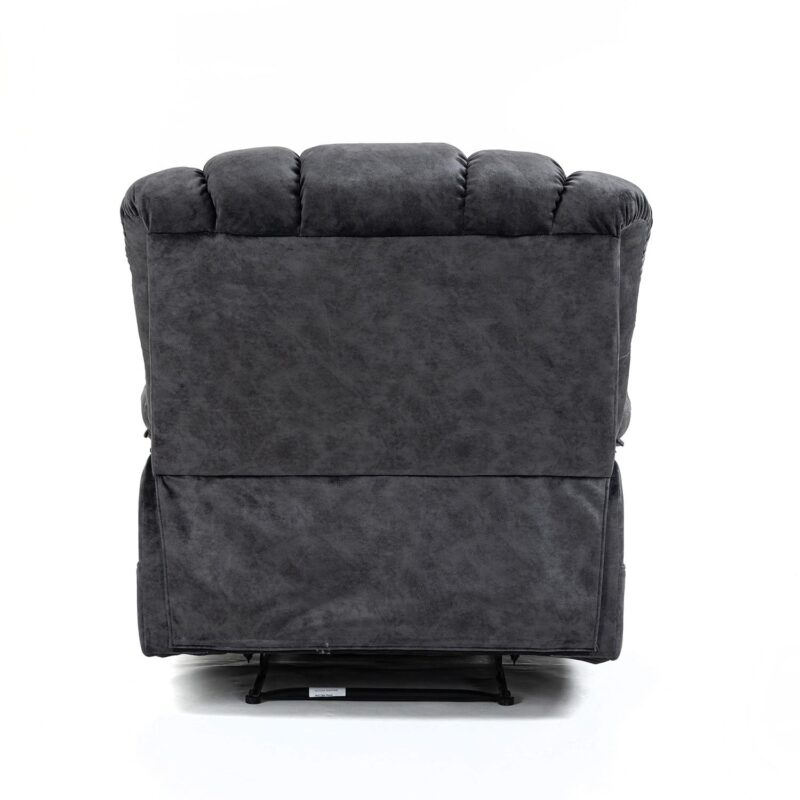 GZMR Large Manual Recliner Chair Dark Gray Velvet Upholstered Recliner - Image 9
