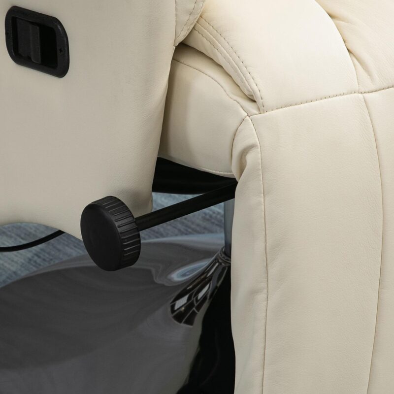 GZMR Manual Recliner Chair White Faux leather Upholstered Swivel Recliner - Image 6