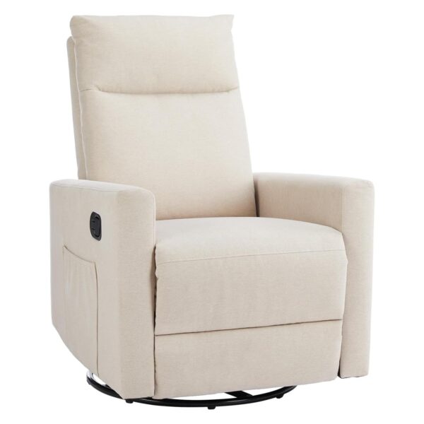 GZMR Swivel Faux Leather Recliner Chair Beige Faux leather Upholstered Swivel Recliner