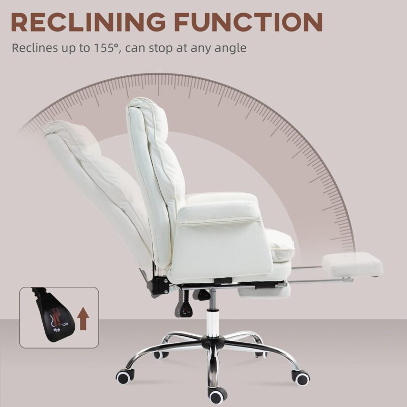 GZMR White Contemporary Ergonomic Adjustable Height Swivel Polyurethane Executive Chair - Image 5