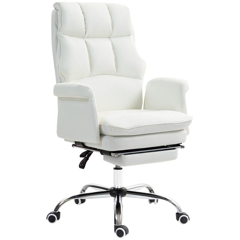 GZMR White Contemporary Ergonomic Adjustable Height Swivel Polyurethane Executive Chair - Image 4