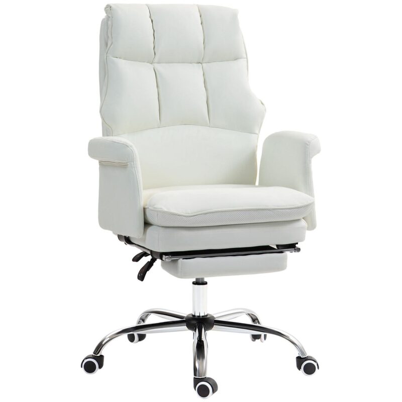 GZMR White Contemporary Ergonomic Adjustable Height Swivel Polyurethane Executive Chair