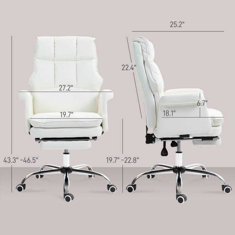 GZMR White Contemporary Ergonomic Adjustable Height Swivel Polyurethane Executive Chair - Image 9