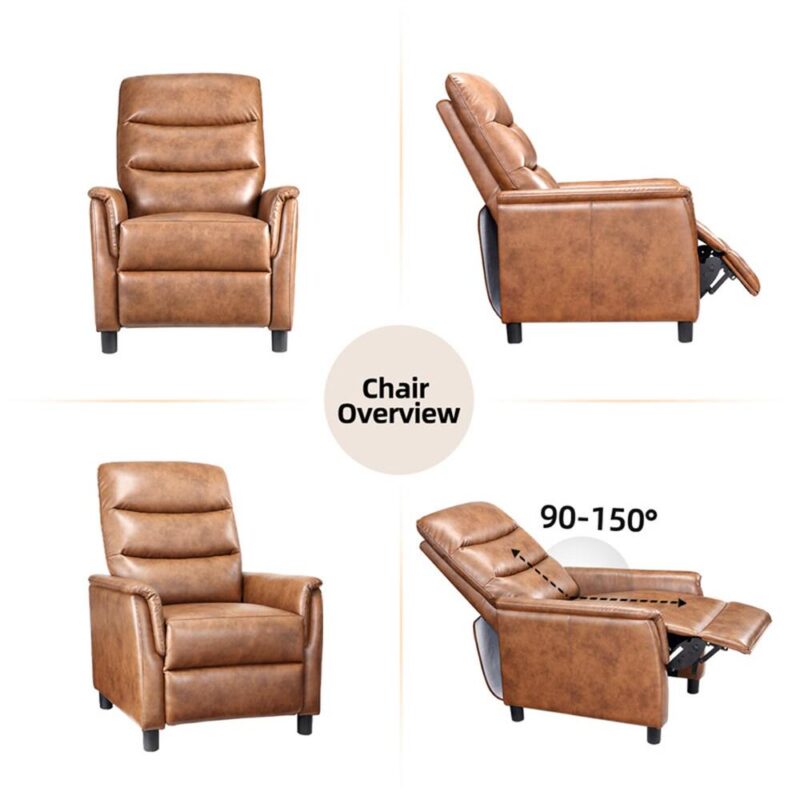 Garvee Brown Faux leather Upholstered Recliner with Lift Assistance - Image 2