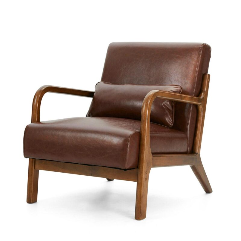 Glitzhome Casual Brown Faux leather Accent Chair