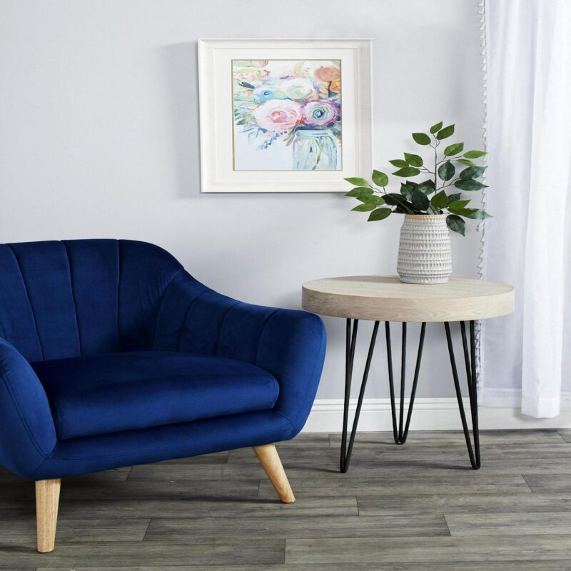 Grayson Lane Modern Blue Tufted Velvet Barrel Chair