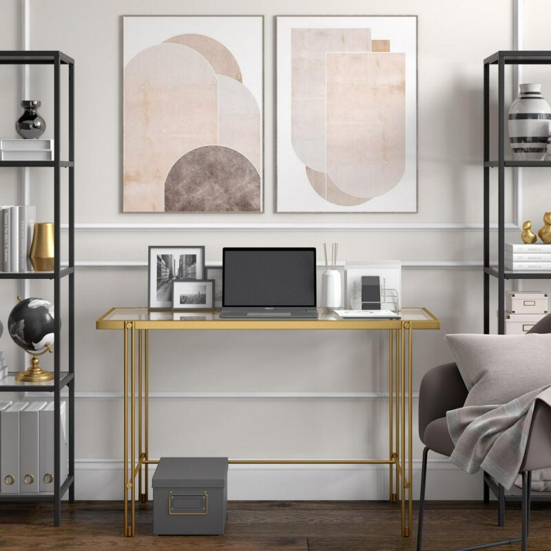 Hailey Home Inez 48-Inches Gold Modern/Contemporary Writing desk - Image 4