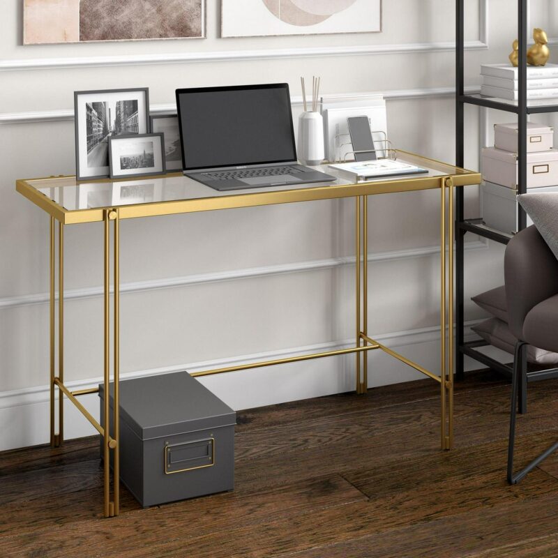 Hailey Home Inez 48-Inches Gold Modern/Contemporary Writing desk - Image 2