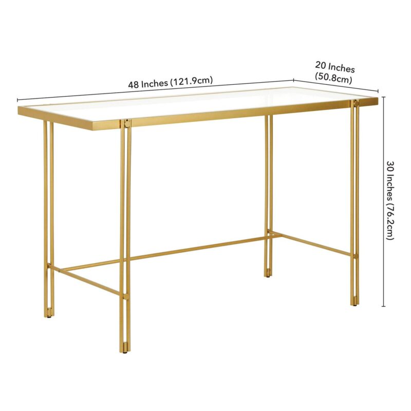 Hailey Home Inez 48-Inches Gold Modern/Contemporary Writing desk - Image 6