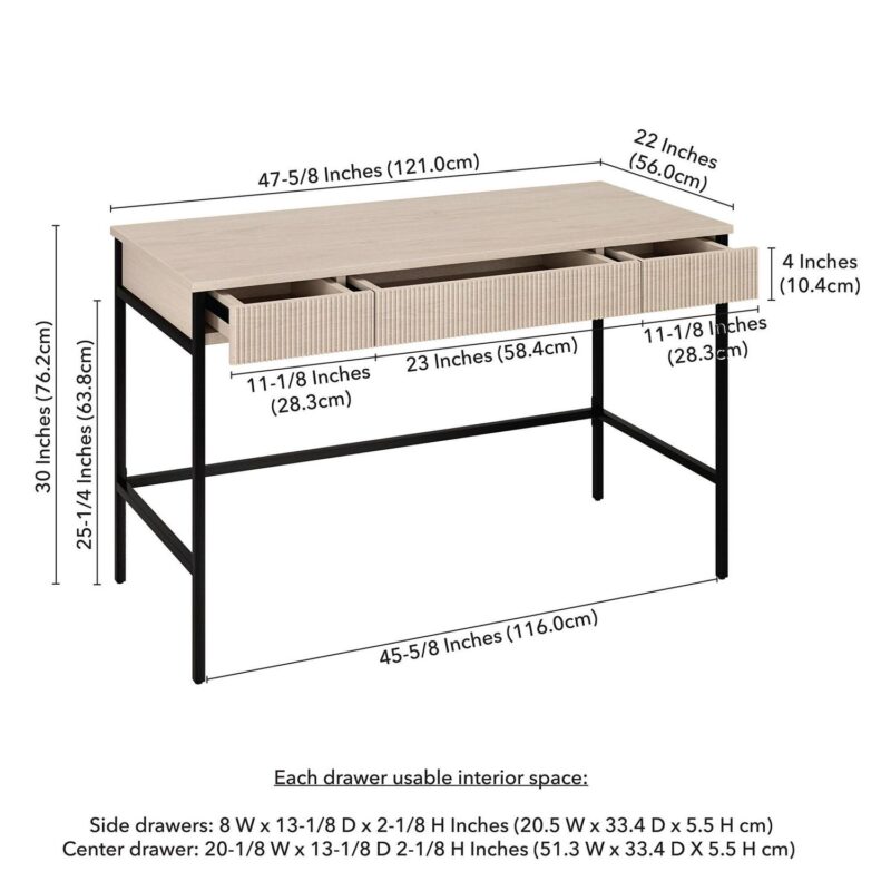 Hailey Home Nolan 47.63-Inches White Modern/Contemporary Writing desk - Image 5