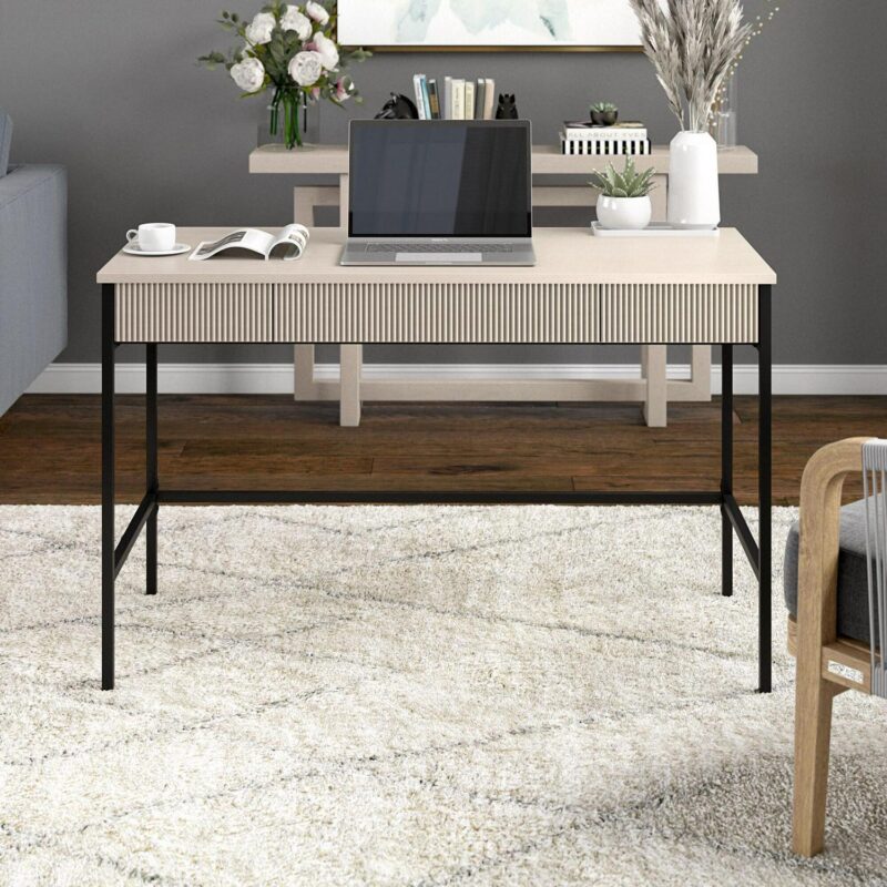 Hailey Home Nolan 47.63-Inches White Modern/Contemporary Writing desk - Image 4