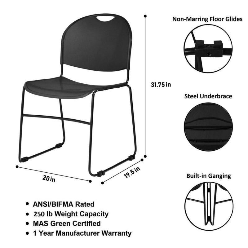 Hampden Furnishings 4 Naomi Basics Series Industrial Black Floor chair Chair - Image 5