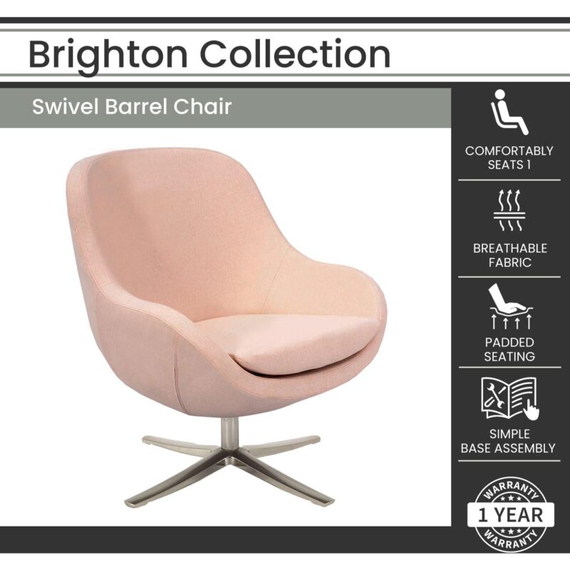 Hanover Midcentury Pink Swivel Wingback Chair - Image 2