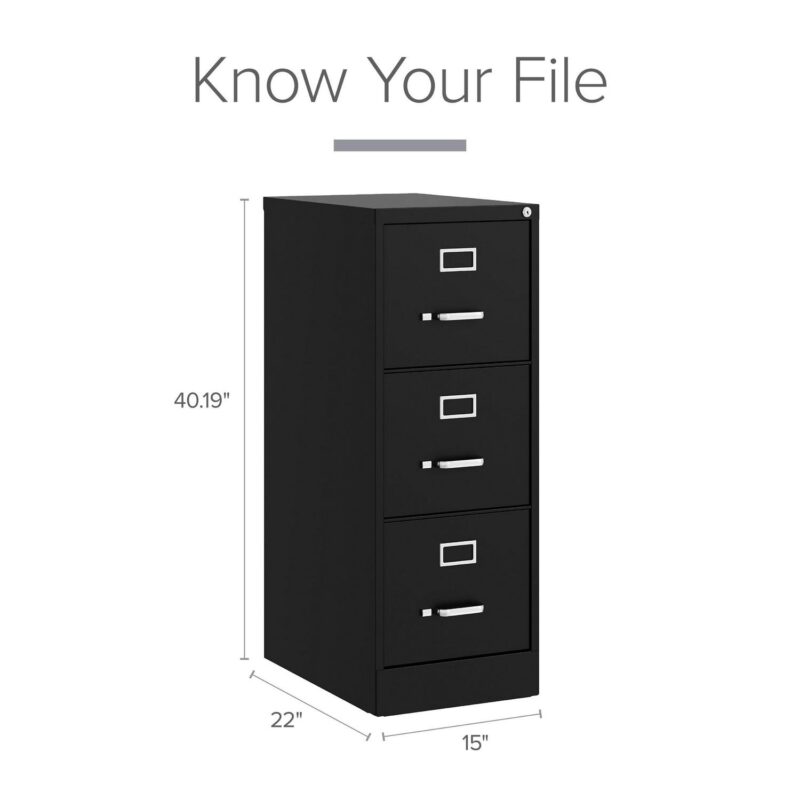 Hirsh Black 3 -Drawer 15-Inches File Cabinet - Image 9