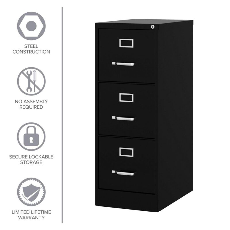 Hirsh Black 3 -Drawer 15-Inches File Cabinet - Image 10