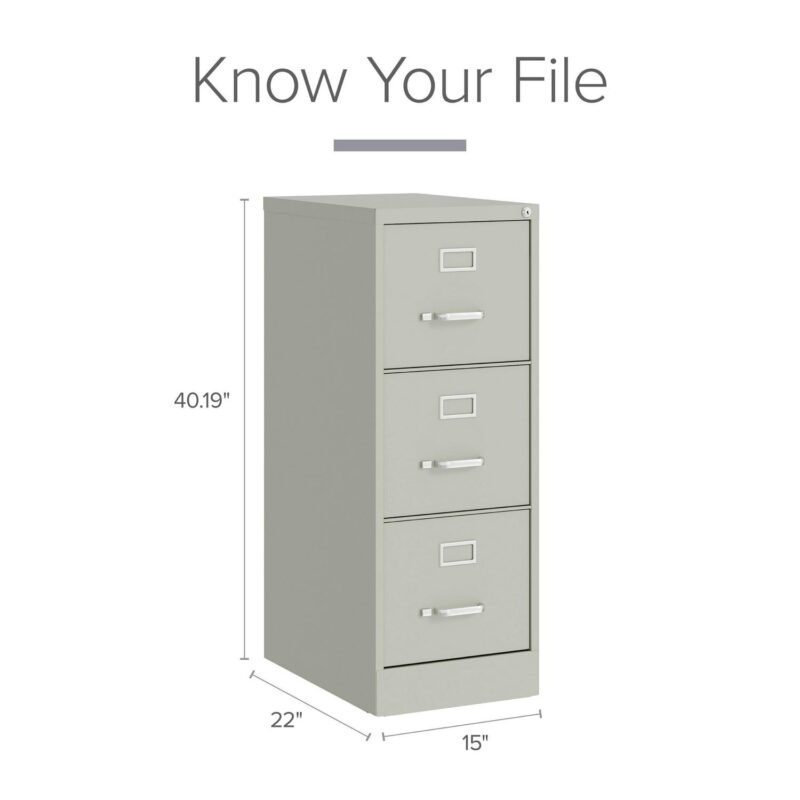 Hirsh Light Gray 3 -Drawer 15-Inches File Cabinet - Image 9
