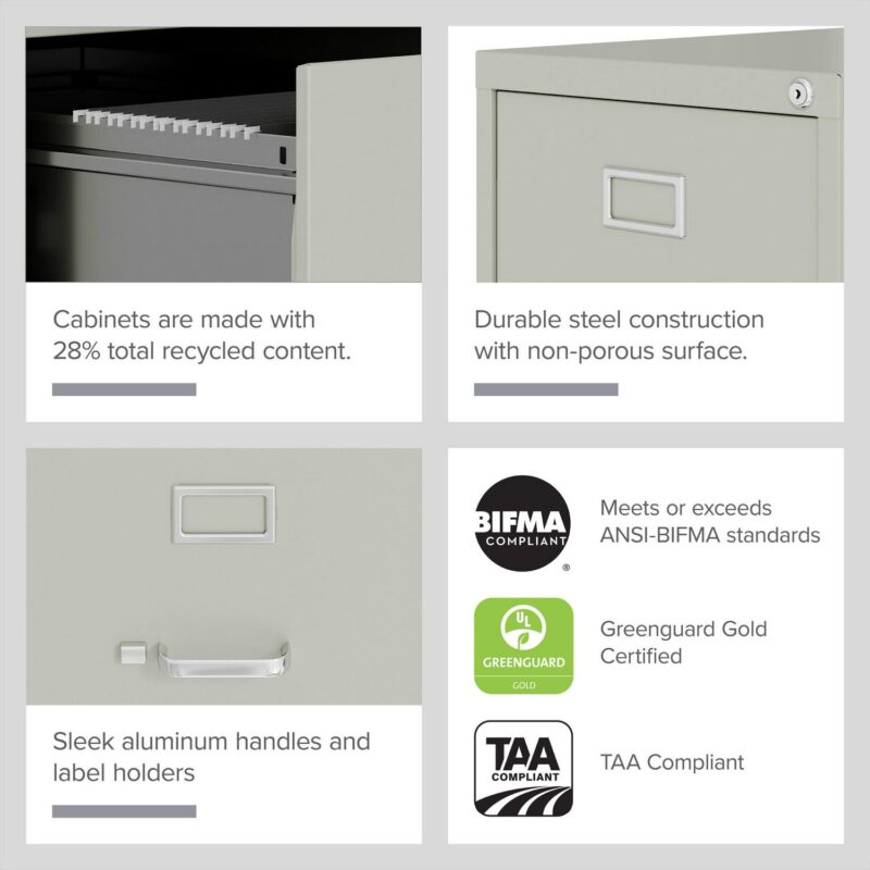 Hirsh Light Gray 3 -Drawer 15-Inches File Cabinet - Image 8