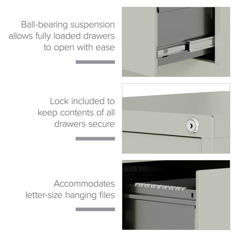 Hirsh Light Gray 3 -Drawer 15-Inches File Cabinet - Image 7